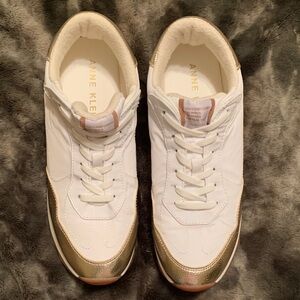 Anne Klein White and Gold Casual Shoes